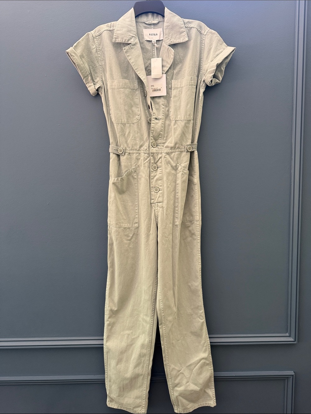 😍pistola grover blue frost Short-Sleeve Utility Jumpsuit